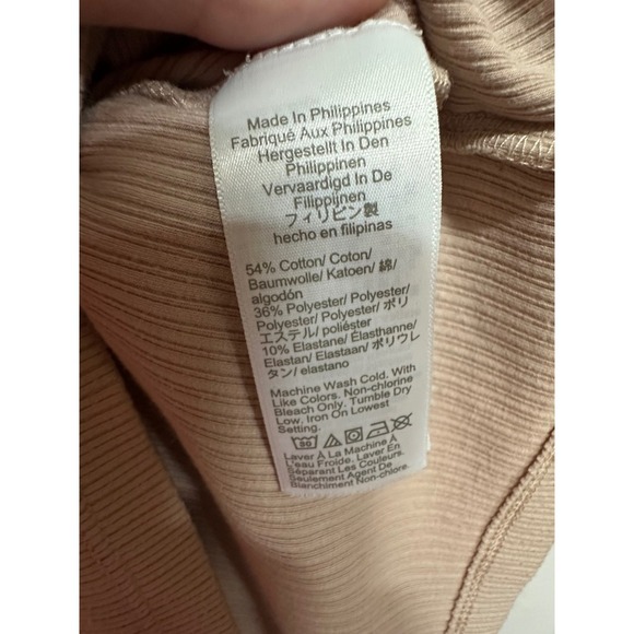 J.Crew Square Neck Ribbed Long Sleeve Basic Shirt Tan Cotton Blend Size Medium - Picture 4 of 5